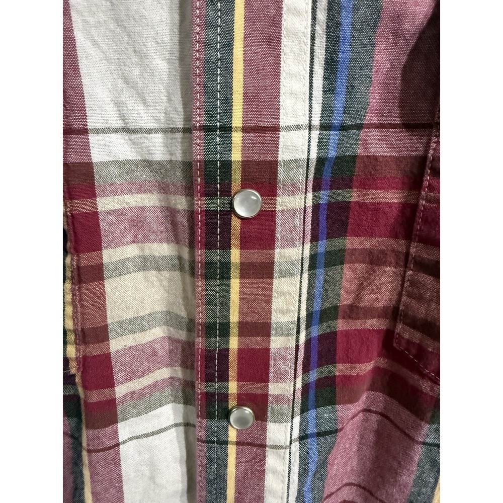 Wrangler Mens Western Pearl Snap Shirt XL Red Plaid Cowboy Rodeo Cotton - Picture 10 of 10